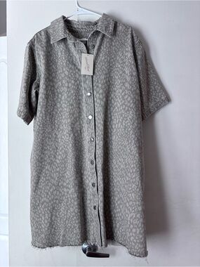 Universal Thread Mini Shirt Dress in Light Taupe Leopard Print